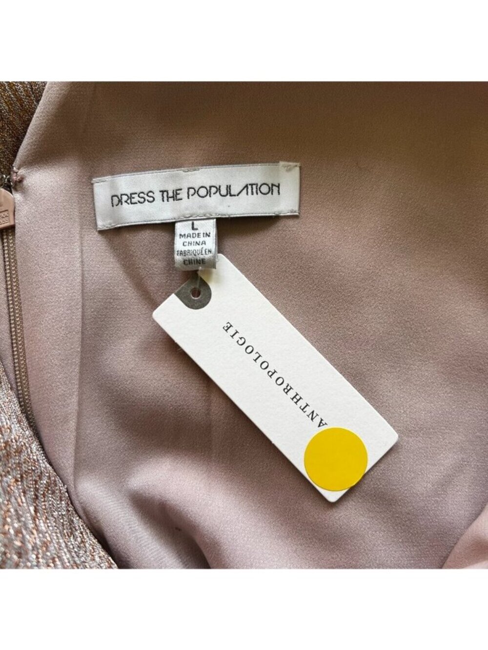 Rose Gold Metallic Cocktail Dress Backless Fit & Flare Wedding Guest Glam - Picture 6 of 9